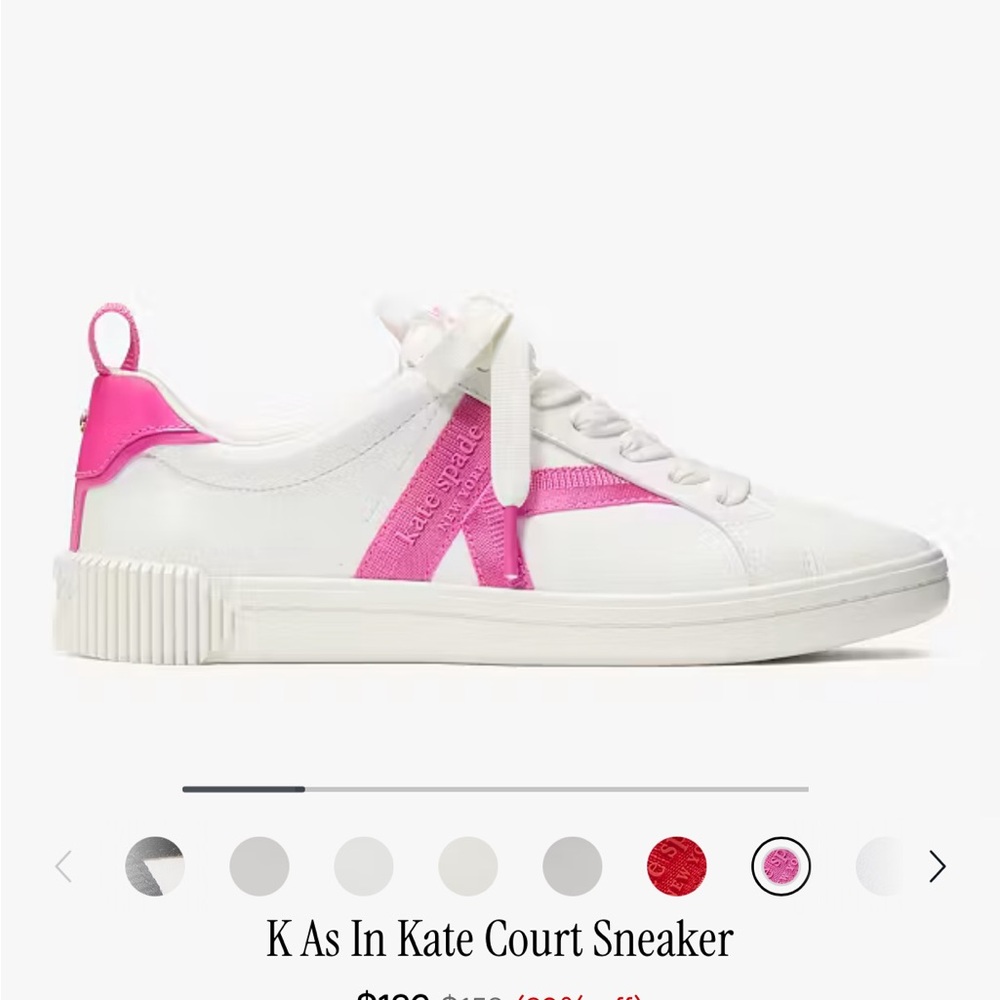 K as in Kate Court Sneaker Kate Spade *NEVER WORN *White and Pink Sneakers